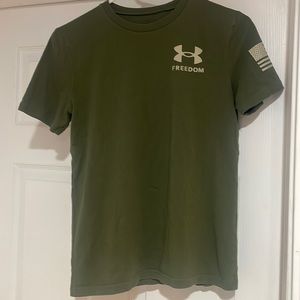 Under Armour, Loose Fit, YLG, Short-Sleeve, Army/Olive Green